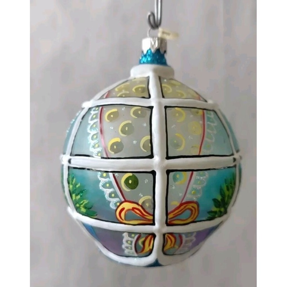 Polish Glass Ornament "Hearth & Heart" Globe Painted in Poland Radko Inspired